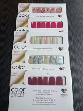 Color Street Assorted Pink, Coral, Cream & Blue Floral Nail Polish Strips